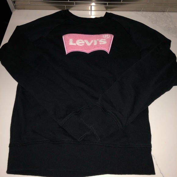 Black Levi’s sweatshirt w/pink logo - girl size 12 - Picture 3 of 7